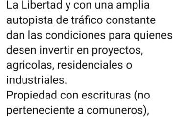 Se venden 1.000 hectáreas al pie de la carretera en la vía Guayaquil, Salinas, pasando Progreso.