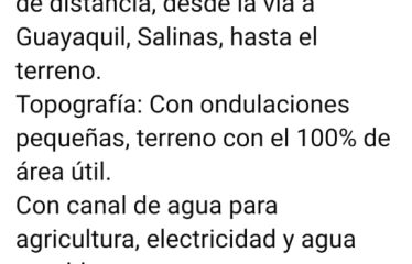 Se venden 190 hectáreas, sector el Azúcar, vía Guayaquil, Salinas.